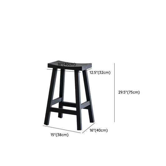 Modern Style Counter Stool Black Solid Wood Bar Stool for Indoor