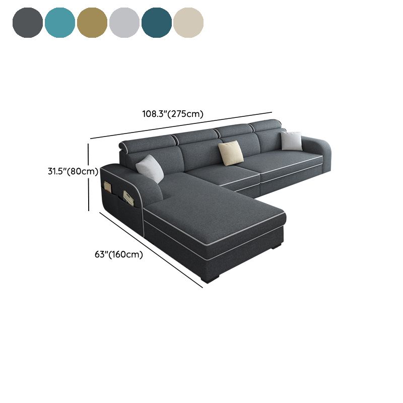 31.49" Tall Sectional Sofa Faux Leather/Linen Modular Sofa with Cushion Back Clearhalo 'furn' 'furn_sectionals' 'Furniture' 'Living Room Furniture' 'Sectionals' 1200x1200_b4d87519-c993-4168-8bd7-6d2258f4325e