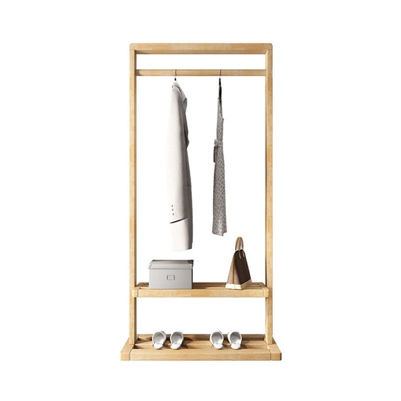 Moderna Wood Hall Tree Hanging Rail Stanking and Hooks Changer