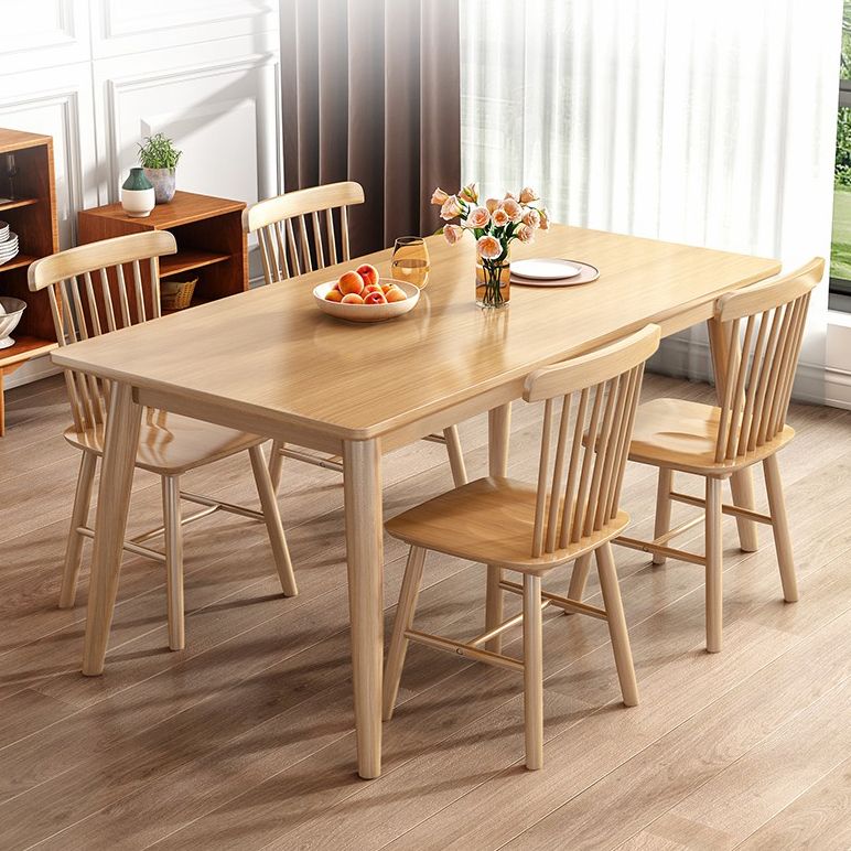 Minimalist Khaki Standard Dining Set Solid Wood Rectangle Shape Dining Set with 4 Legs Table Clearhalo 'Dining Room Sets' 'Dining Tables & Seating' 'dining_room_set' 'furn' 'furn_dining_room_set' 'Furniture' 'furniture_dining_room_set' 'Kitchen & Dining Furniture' 'kitchen&dining_furn' 'kitchen' 1200x1200_b4df7442-a0e4-42d5-9189-5388ae1ba18b
