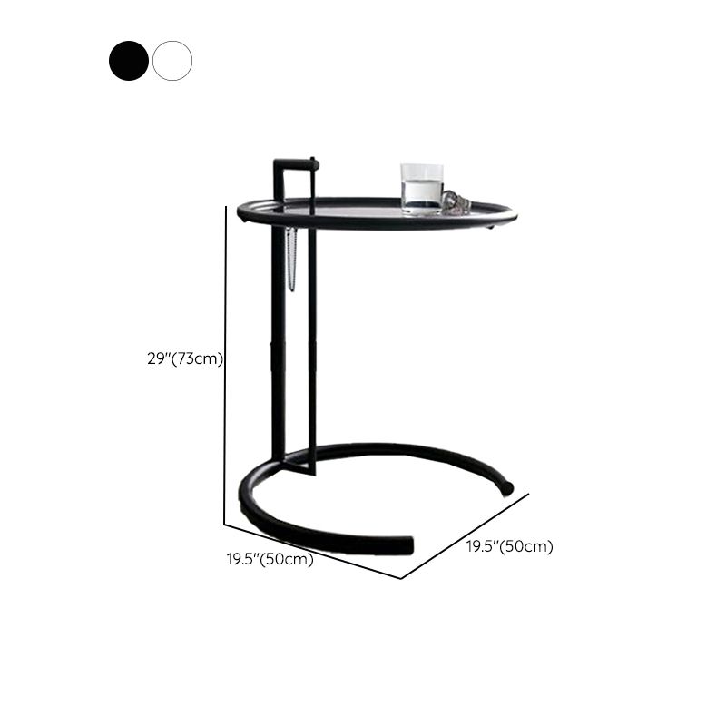 Round Glass Top End Table with Stainless Steel C Base Side Table Clearhalo 'Coffee & Accent Tables' 'End & Side Tables' 'end_side_tables' 'furn' 'furn_end_side_tables' 'Furniture' 'Living Room Furniture' 1200x1200_b4e0c1eb-d977-4431-bdb8-2f9113da44c1