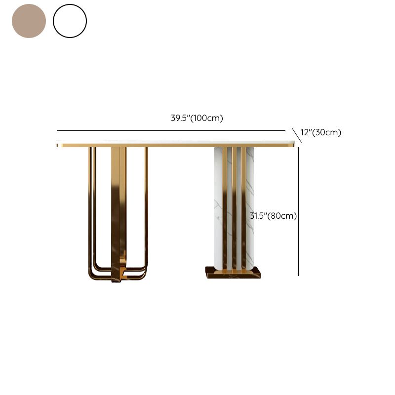 Rectangle Console Accent Table with Scratch Resistant Stone for Hall
