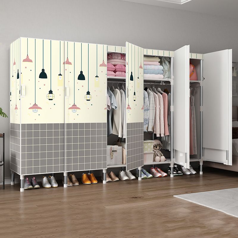 Hinged Wardrobe Armoire Modern with Legs Steel Wardrobe Closet for Home Clearhalo 'Armoires & Wardrobes' 'armoires_wardrobes' 'Bedroom Furniture' 'furn' 'furn_armoires_wardrobes' 'Furniture' 1200x1200_b4e30750-9bf8-4756-b724-4cdd802f8342