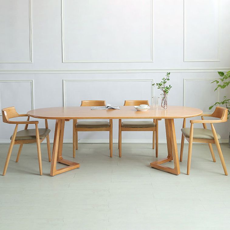 Mesa de cena de estilo contemporáneo Mesa de comedor marrón ovalada para la cena de cocina en casa