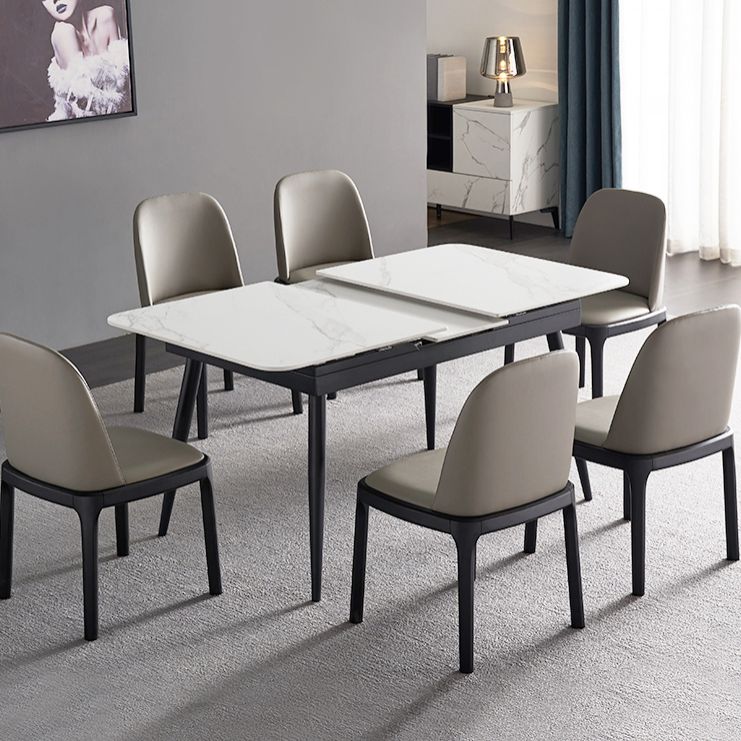 Stone Extendable Dining Site Table Industrial Style Rectangle Dining Table for Home Clearhalo ' dining_table' 'Dining Tables & Seating' 'Dining Tables' 'furn' 'furn_dining_table' 'Furniture' 'furniture_dining_table' 'Kitchen & Dining Furniture' 'kitchen&dining_furn' 'kitchen' 'kitchen_dining_table' 1200x1200_b4e4f870-4bb3-4542-b3d6-e0446aca914e