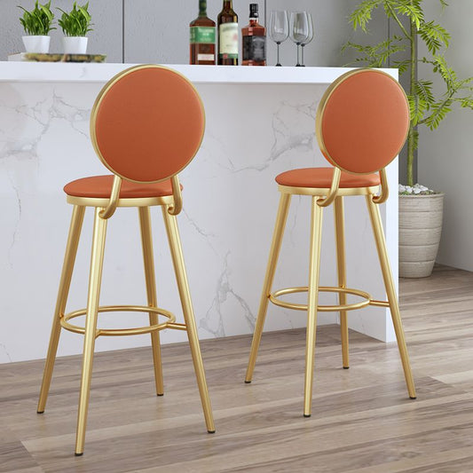 Glam Jewelry Shop PU Leather Stool Orange Footrest Low Back Stool Clearhalo 'Bar Furniture' 'Bar Stools' 'bar_stools' 'furn' 'furn_bar_stools' 'Furniture' 'furniture_bar_stools' 'Kitchen & Dining Furniture' 1200x1200_b4e4fcbd-8b1a-4b37-b309-53cdcc73511a