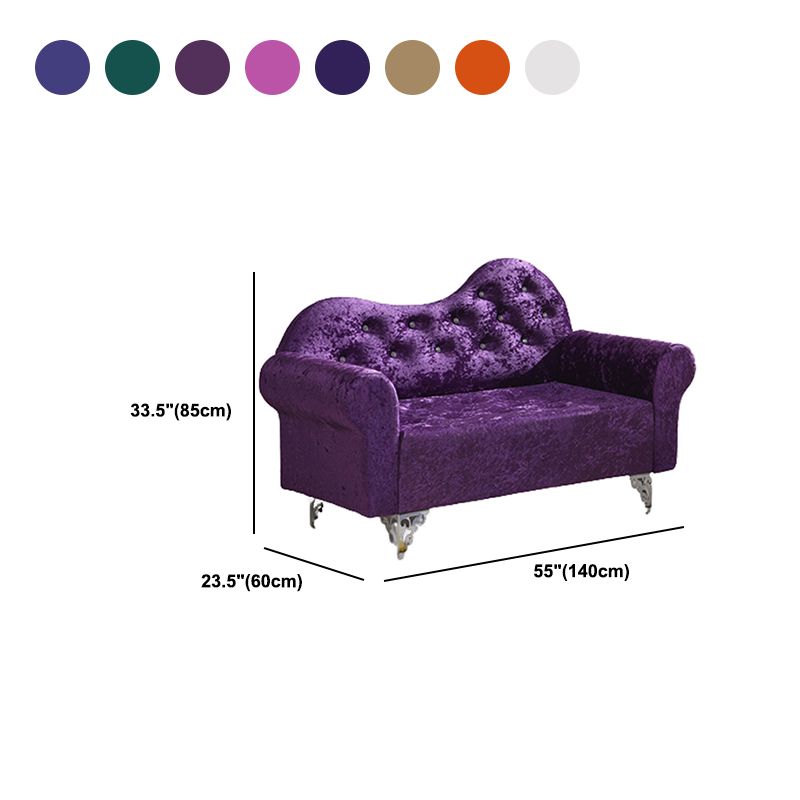 Tufted Split-Back Sofa Velvet Flared Arm Curved Sofa 33.46 inch High