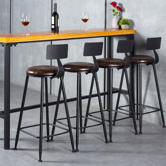 Industrial Armless Backrest Counter Stool Iron Milk Tea Shop Bar Stool with Cushion Clearhalo 'Bar Furniture' 'Bar Stools' 'bar_stools' 'furn' 'furn_bar_stools' 'Furniture' 'furniture_bar_stools' 'Kitchen & Dining Furniture' 1200x1200_b4e6ba7b-333d-44ef-9e17-50912ed2b1bd