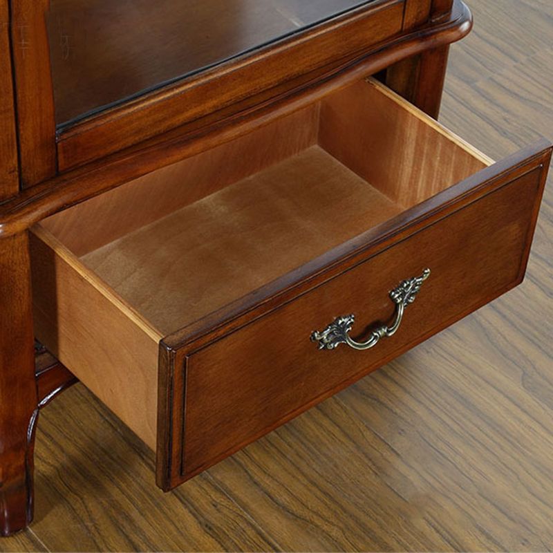 Square Side Cabinet Mid-Century Modern Accent Cabinet with Brown