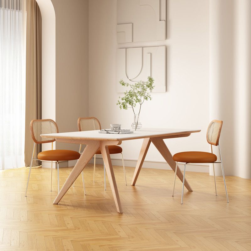 Mesa de comedor de estilo moderno, mesa de piedra de 4 patas para comedor