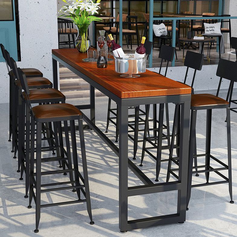 Mesa de comedor rectangular de madera maciza marrón para cocina y sala de estar