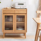 Modern Display Stand Glass Doors Pine Hutch Buffet for Living Room