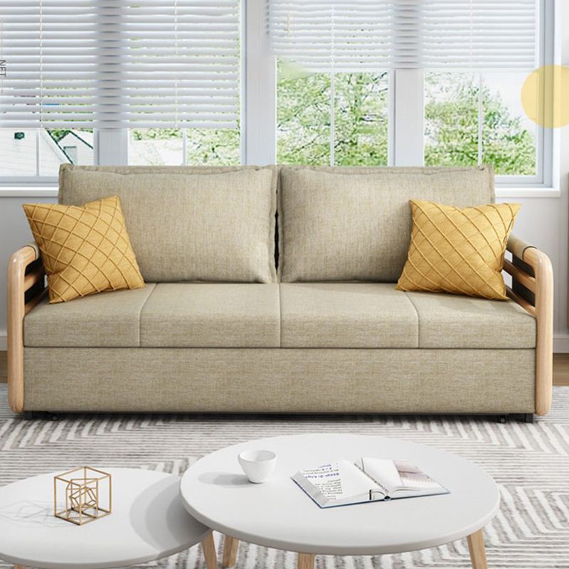 Linen Contemporary Square Arm Sofa Bed Foldable Convertible Sofa for Apartment Clearhalo 'furn' 'furn_sofas' 'Furniture' 'Living Room Furniture' 'Sofa' 'sofas' 1200x1200_b4f19ff8-118d-4197-a240-4b65351229e9