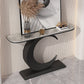 12 inch Wide Glam Console Table Stone Half Moon Console Accent Table