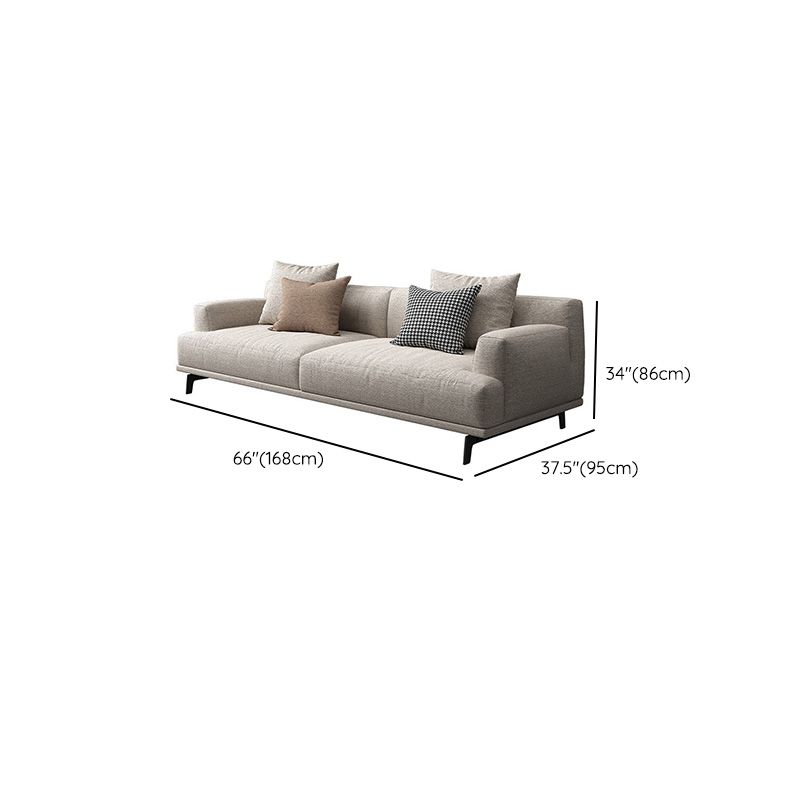 Modern Fabric Sofa Recessed Arm Seating with Pillows in White