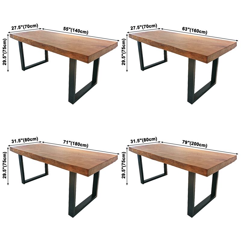 Contemporary Brown Rectangle Shape Dining Table Solid Wood Dining Table with Trestle Base Clearhalo ' dining_table' 'Dining Tables & Seating' 'Dining Tables' 'furn' 'furn_dining_table' 'Furniture' 'furniture_dining_table' 'Kitchen & Dining Furniture' 'kitchen&dining_furn' 'kitchen' 'kitchen_dining_table' 1200x1200_b4f640cd-4742-4f5f-8609-1817cce8a530