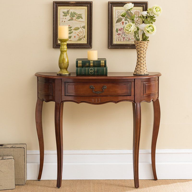 13 inch Wide Accent Table Mid-Century Modern Solid Wood Console Table