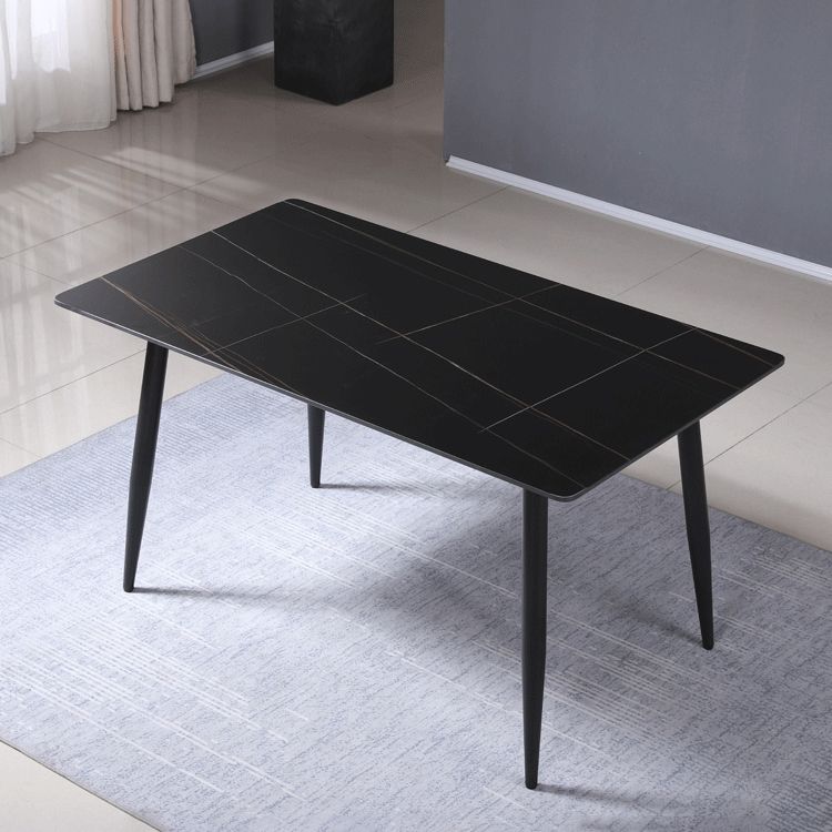 Rectangle Sintered Stone Two-Color Dining Table Modern 4 Legs Table for Dining Room Clearhalo ' dining_table' 'Dining Tables & Seating' 'Dining Tables' 'furn' 'furn_dining_table' 'Furniture' 'furniture_dining_table' 'Kitchen & Dining Furniture' 'kitchen&dining_furn' 'kitchen' 'kitchen_dining_table' 1200x1200_b4f6ef3c-2cee-4d77-861f-3171d8207b24
