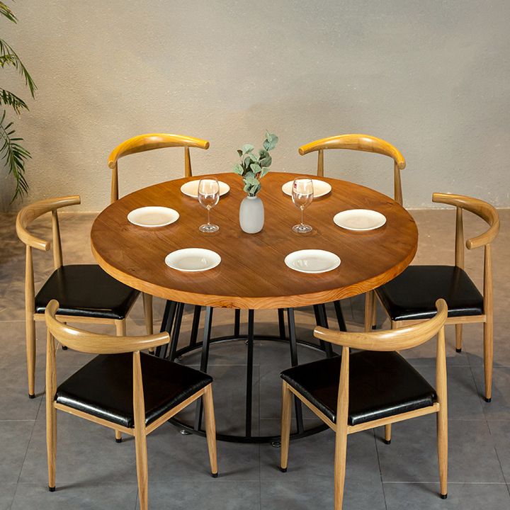 Solid Wood Dining Table Contemporary Round Dining Table with Pedestal Base