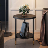 3 benen leisteen bijzettafel rondom minimalistische dubbele laag eindtafel