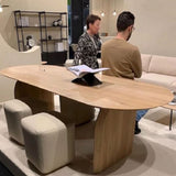 Moderno tavolo da pranzo ovale naturale tavolo in legno massiccio in legno massiccio