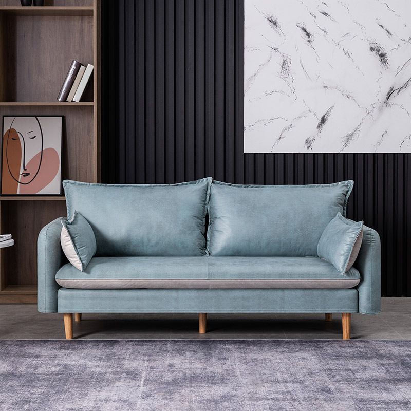 Mid Century Modern 28.3"H Faux Leather Square Arm Sofa for Living Room Clearhalo 'furn' 'furn_sofas' 'Furniture' 'furniture_sofas' 'Living Room Furniture' 'Sofa' 'sofas' 1200x1200_b4fab2e3-a5fe-44fd-a9b6-a8cffd733810