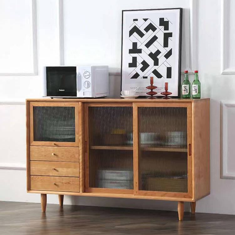 3-Drawer Pine Wood Sideboard Modern Glass Sliding Door Cabinets Credenza for Living Room Clearhalo 'buffet_sideboard' 'Buffets & Sideboards' 'furn' 'furn_buffet_sideboard' 'Furniture' 'furniture_buffet_sideboard' 'Kitchen & Dining Furniture' 1200x1200_b4fded92-14c9-4ae4-9b4d-9d1bd46b5ea9