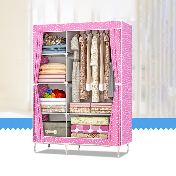 Metal Frame Home Wardrobe Modern Style Wardrobe Armoire with Shelves Clearhalo 'Armoires & Wardrobes' 'armoires_wardrobes' 'Bedroom Furniture' 'furn' 'furn_armoires_wardrobes' 'Furniture' 1200x1200_b4fe1795-ec96-4e5c-af7b-a53bc4d5c0f1