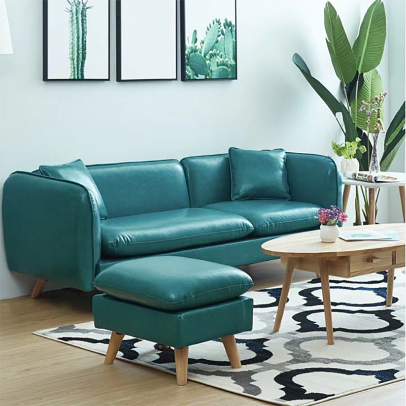 Tuxedo Arm Sofa Nordic 30.31" D x 25.2" H Faux Leather Seating Clearhalo 'furn' 'furn_sofas' 'Furniture' 'furniture_sofas' 'kitchen' 'kitchen_sofas' 'Living Room Furniture' 'Sofa' 'sofas' 1200x1200_b4fe817d-a979-4a00-b893-74367e0ae31f