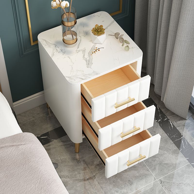 22 '' hoher Nachttisch-Kabinett Faux Marmor Top 3-Drawer-Nachttisch mit Beinen
