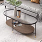 Modern Oval / Round Glass Coffee Table Iron 4 Legs Cocktail Table with Shelf
