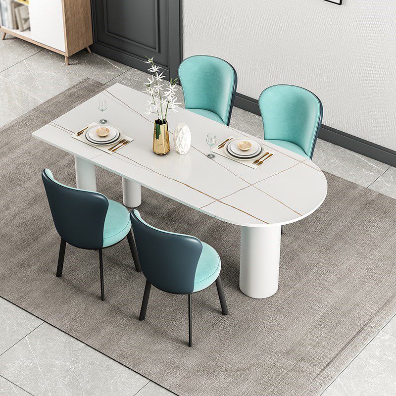 Free Form White Tone Dining Table Contemporary Sintered Stone Table with 3 Legs Clearhalo ' dining_table' 'Dining Tables & Seating' 'Dining Tables' 'furn' 'furn_dining_table' 'Furniture' 'furniture_dining_table' 'Kitchen & Dining Furniture' 'kitchen&dining_furn' 'kitchen' 'kitchen_dining_table' 1200x1200_b5007c79-845c-4d30-92cb-3cf4dc92cbaa
