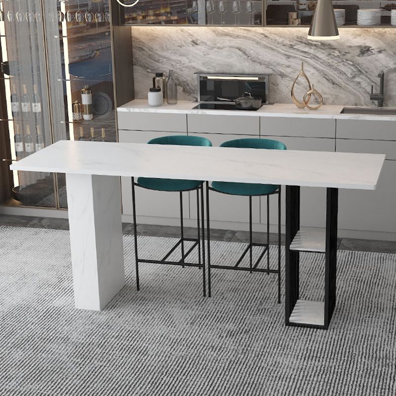 Industrial Bar Table Stone Top 42-inch Height Pub Table for Coffee Shop