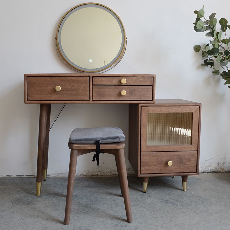 Tavolo da toeletta in legno in legno vanità per trucco in legno massello con cassetti