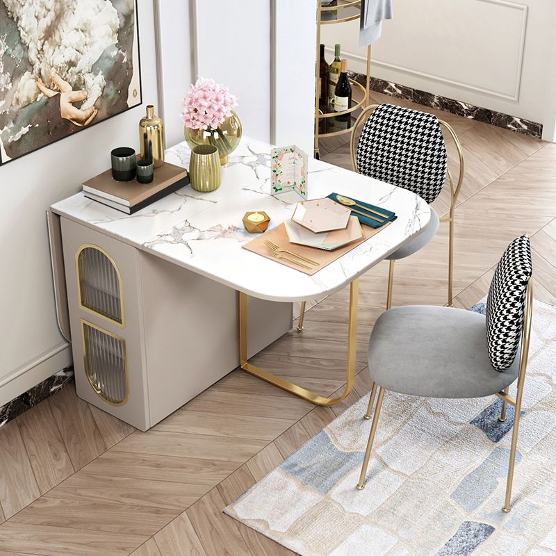 Modern 1/2/3/5 Pieces White Dining Table Set with Sintered Stone Top Foldable Dinette Set Clearhalo 'Dining Room Sets' 'Dining Tables & Seating' 'dining_room_set' 'Furniture' 'furniture_dining_room_set' 'Kitchen & Dining Furniture' 'kitchen&dining_furn' 'kitchen' 1200x1200_b507b756-875e-4dfb-aafa-f8e4a34b26bd