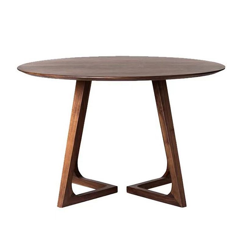Mesa de centro con patas de trineo de madera única, mesa de cóctel redonda