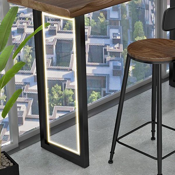 Industriel 1/3 pièces Table de barre de barre Rectangle Table de comptoir en bois de pin avec tabourets hauts
