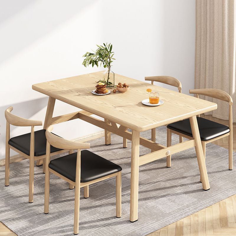 Wooden Modern Dining Room Set Standard Height with Trestle Base Formal Table Set for Home Use Clearhalo 'Dining Room Sets' 'Dining Tables & Seating' 'dining_room_set' 'furn' 'furn_dining_room_set' 'Furniture' 'furniture_dining_room_set' 'Kitchen & Dining Furniture' 'kitchen&dining_furn' 'kitchen' 1200x1200_b50c6ee2-fb9d-4593-83dd-433e9d784eba