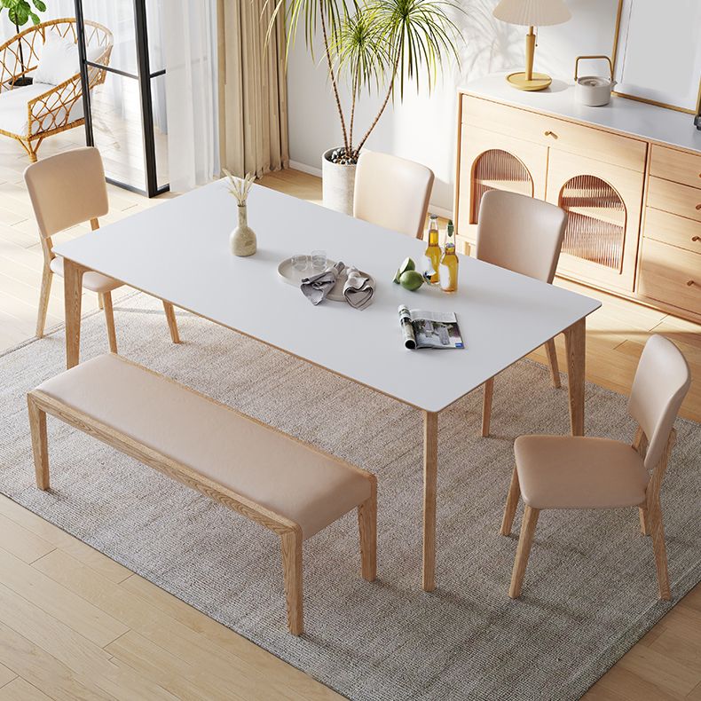 Contemporary Rectangular White Stone Dining Table with 4 Foot Clearhalo 'Dining Tables & Seating' 'Dining Tables' 'dining_table' 'furn' 'furn_dining_table' 'Furniture' 'Kitchen & Dining Furniture' 1200x1200_b50d0210-daa1-456d-8498-55cdccb4762c