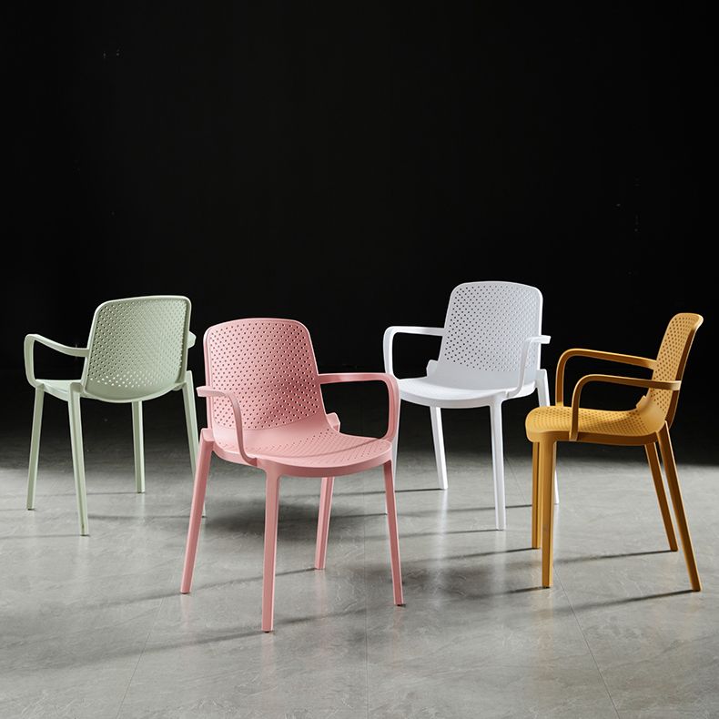 Modern Plastic Contemporary Kitchen Chair Arm Solid Back Dining Room Chair Clearhalo 'Dining Chairs' 'Dining Tables & Seating' 'dining_chair' 'furn' 'furn_dining_chair' 'Furniture' 'furniture_dining_chair' 'Kitchen & Dining Furniture' 1200x1200_b50e0944-df56-4f4e-8875-36750ed375df