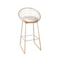 Glam Bucket Counter Bar Stool Footrest Low Back Indoor Metal Counter Stools