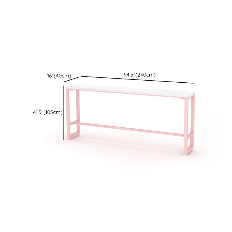 Glam Rectangle Bar Stool Table White Top Pub Table with Pink Base Clearhalo 'Bar Furniture' 'Bar Tables' 'bar_tables' 'furn' 'furn_bar_tables' 'Furniture' 'Kitchen & Dining Furniture' 1200x1200_b5101aec-aa34-44ba-bc87-c33c209e58b3