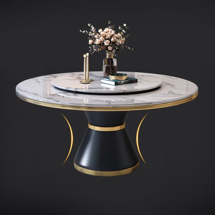 Round Kitchen Galm Sintered Stone Dining Table of Traditional Height for Dining Room Sets Clearhalo 'Dining Room Sets' 'Dining Tables & Seating' 'dining_room_set' 'furn' 'furn_dining_room_set' 'Furniture' 'furniture_dining_room_set' 'Kitchen & Dining Furniture' 'kitchen&dining_furn' 'kitchen' 1200x1200_b5126a50-d459-41c5-88ec-cb85f5e4c1c9