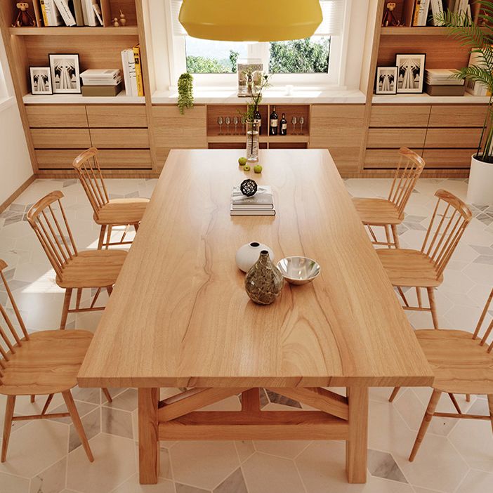 Modern Style Dining Table Solid Wood Rectangle Trestle Table for Home Clearhalo 'Dining Tables & Seating' 'Dining Tables' 'dining_table' 'furn' 'furn_dining_table' 'Furniture' 'Kitchen & Dining Furniture' 1200x1200_b512b904-d8f2-4a98-a997-8195ee619003