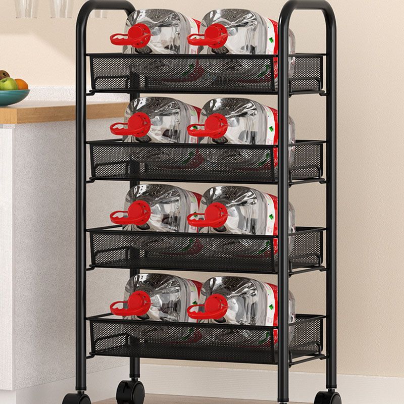 Metal Dining Room Prep Table Open Shelves Rolling Kitchen Trolley Clearhalo 'furn' 'furn_kitchen_islands_carts' 'Furniture' 'Kitchen & Dining Furniture' 'Kitchen Islands & Carts' 'kitchen_islands_carts' 1200x1200_b512f748-551a-45c0-9470-74675a645de9