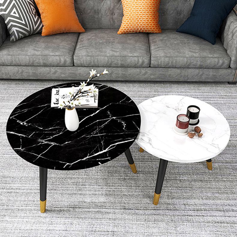 Contemporary Round Coffee Table with 3 Metal Legs and Wooden Top Clearhalo 'Coffee & Accent Tables' 'Coffee Tables' 'coffee_tables' 'furn' 'furn_coffee_tables' 'Furniture' 'Living Room Furniture' 1200x1200_b513093c-e100-49e6-8c8f-f5498a43322d
