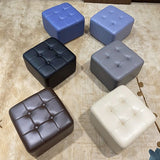 Mid-Century Modern Pouf Ottoman Genuine Leather Solid Color Tufted Square Ottoman Clearhalo 'furn' 'furn_ottomans_poufs' 'Furniture' 'Living Room Furniture' 'Ottomans & Poufs' 'ottomans_poufs' 1200x1200_b5160a74-0556-4c7d-859d-4cf5688d8b4c