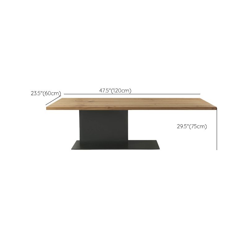 Natural Top Rectangular Table Solid Wood Dining Room Table with Metal Base Clearhalo 'Dining Tables & Seating' 'Dining Tables' 'dining_table' 'furn' 'furn_dining_table' 'Furniture' 'Kitchen & Dining Furniture' 1200x1200_b51673ea-7a87-4f9c-b15f-926b7419ef90