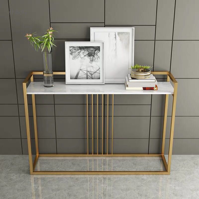 12" W Marble Console Table Glam Rectangle Accent Table for Hall