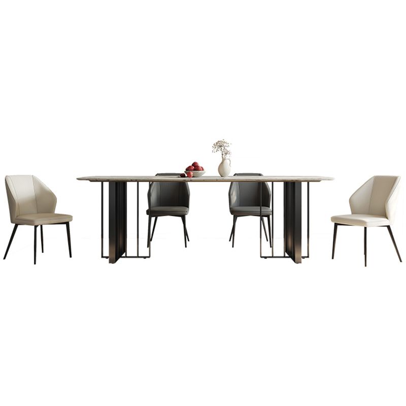 Dinner Table Stone Top Modern Double Pedestal Dining Table without Chair Clearhalo 'Dining Tables & Seating' 'Dining Tables' 'dining_table' 'furn' 'furn_dining_table' 'Furniture' 'Kitchen & Dining Furniture' 1200x1200_b519c07c-b58b-48e2-a24f-93a33fe52064